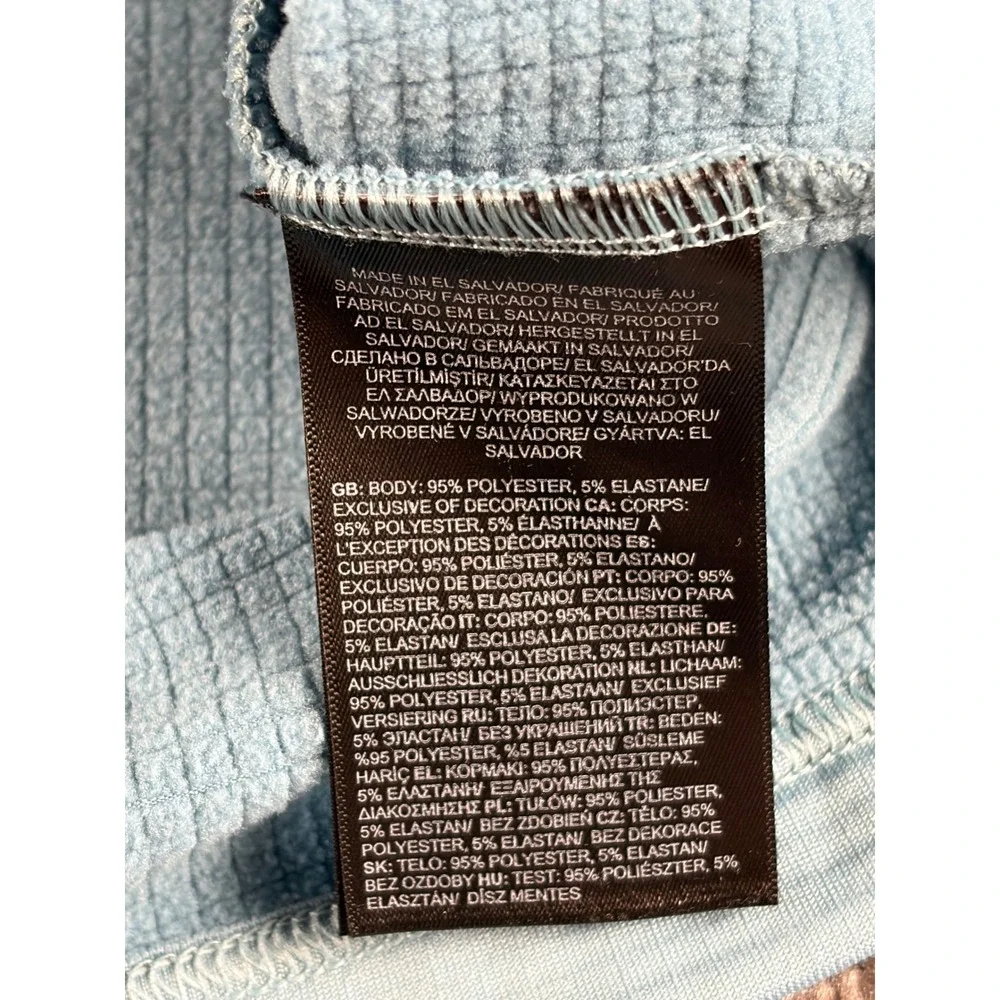 The North Face Mens XL Light Blue 1/4 zip Waffle Textured Pullover Fleece Jacket